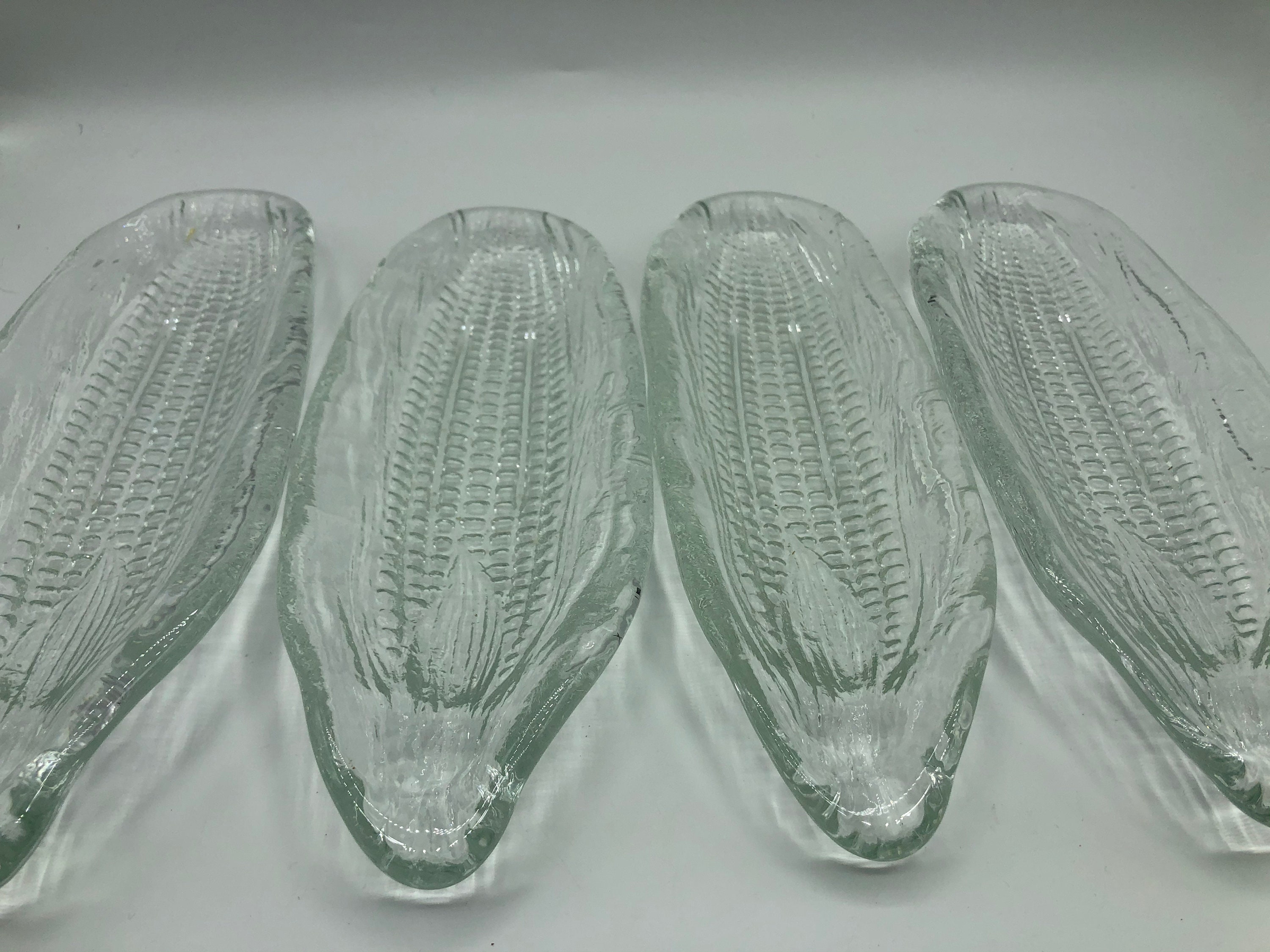 Vintage Set of 4 Glass Corn Holders Corn on the Cob Serving Etsy