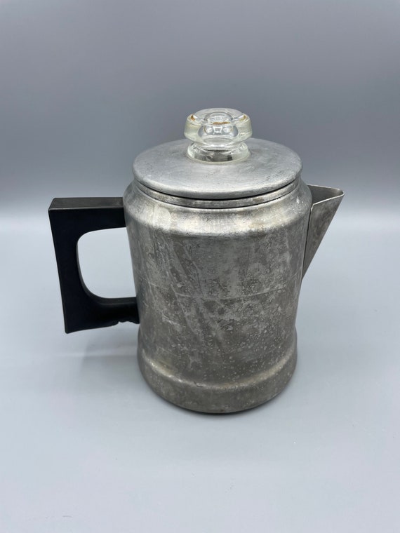 5 Cup Vintage Tin Coffee Percolator Metal Camping Coffeepot