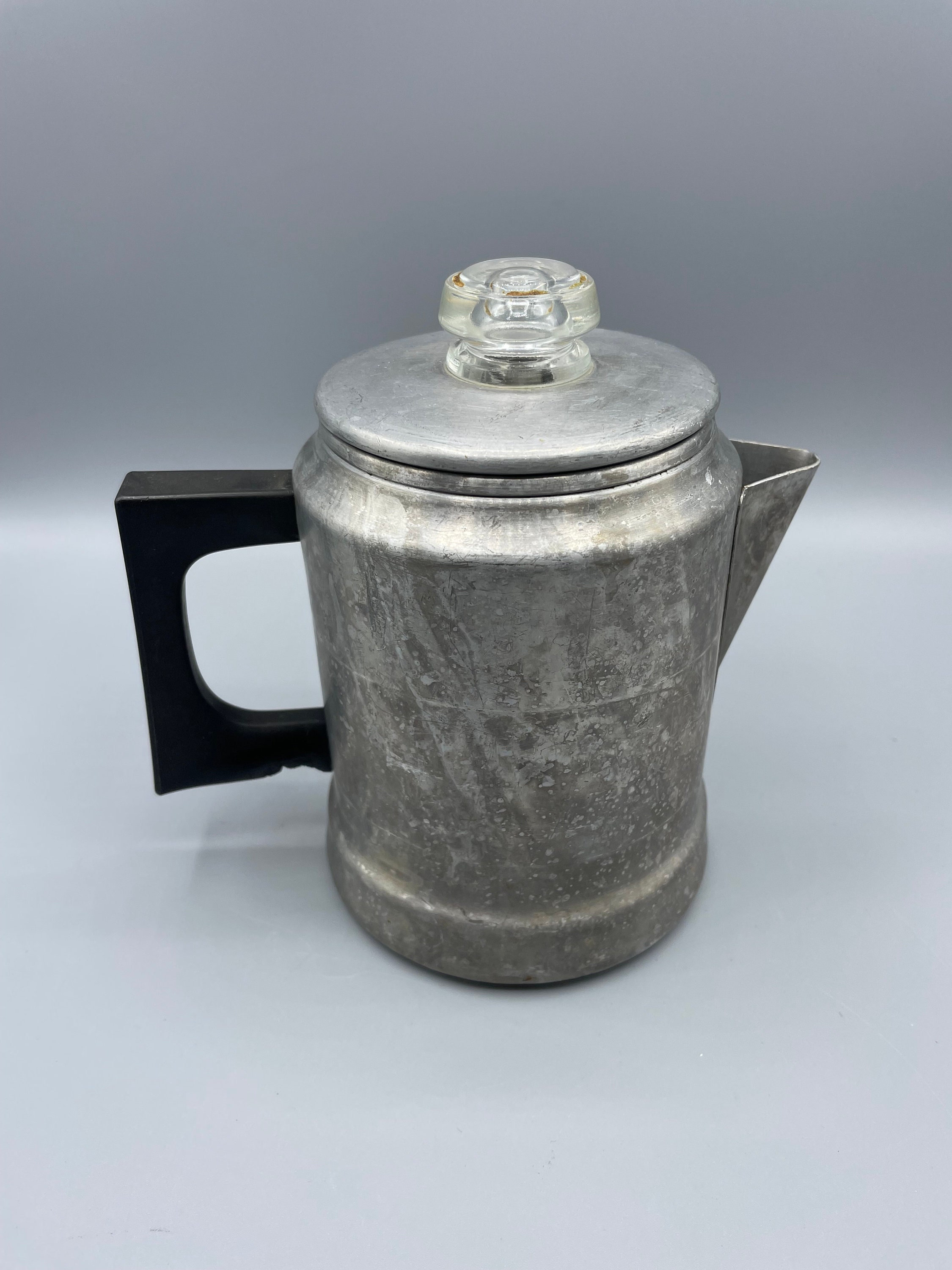 Large Vintage Aluminum Coffee Pot 2 Liters Aluminum Camping Percolator  Coffee Maker Camping Spplies Tea Decor Farmhouse Vase Retro Country 