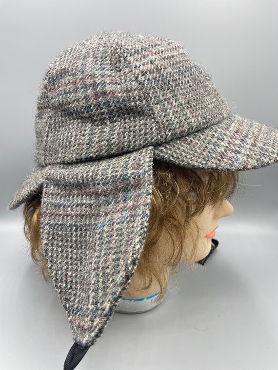 Vintage Sherlock Holmes Tweed Hat Double Brimmed … - image 7