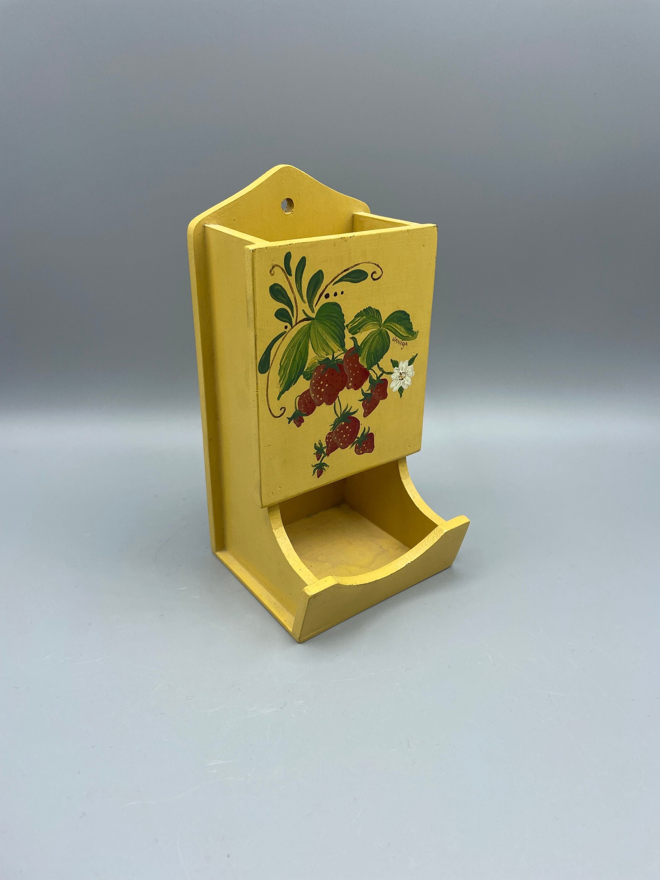 Vintage Wooden Hanging Match Holder Wall Matchbox Storage Etsy