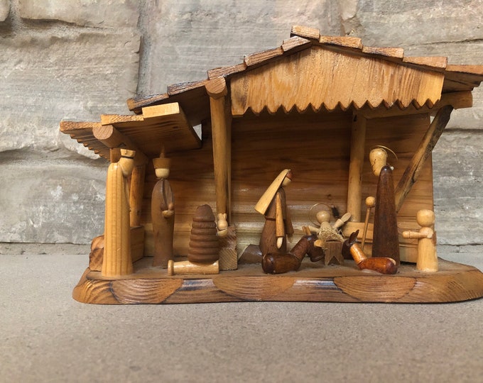 Vintage Wood Nativity Set Manger Scene Wooden Nativity Christmas Decor