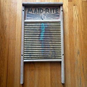 Vintage Maid Rite Advertising Washboard Antique Brass Wash Board Retro Home Decor Vintage Laundry Kitchen Cabin Farmhouse Primitive Decor