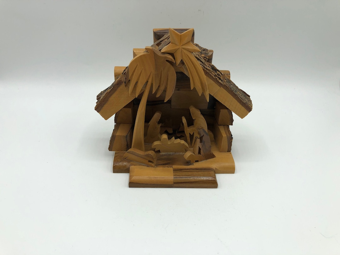 Vintage Olive Wood Nativity Set Hand Carved Manger Scene - Etsy