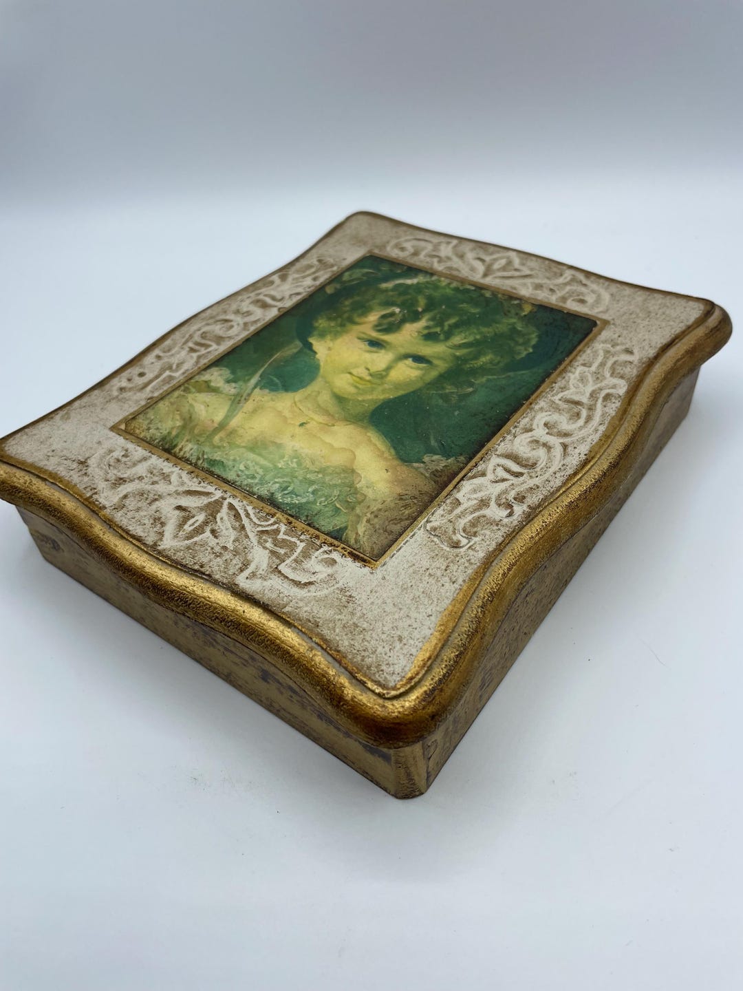Vintage Italian Florentine Jewelry Box, Gold Gilt Wood Trinket Chest - Etsy