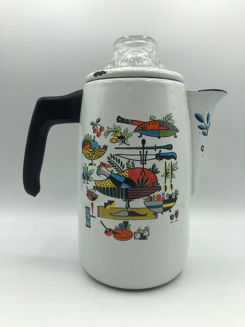 West Bend Vintage Aluminum Coffee Percolator Pot Tin Metal Camping
