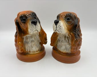 Vintage Porcelain Cocker Spaniel Figurines, Dog Bookends, Hunting Decor
