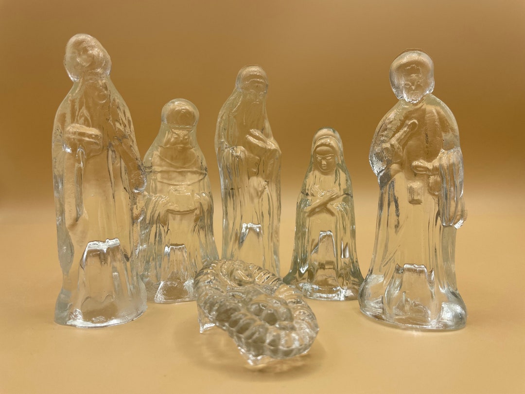 Vintage Clear Glass Nativity Scene 6 Piece Set Vintage Etsy