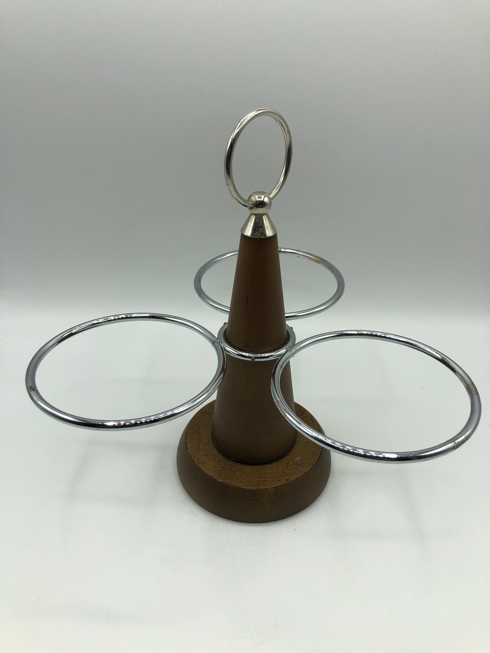 Vintage Teak and Stainless Condiment Caddy Lazy Susan Tidbit Etsy