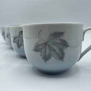 4 Vintage Denmark Coffee Cups Porcelain Falling Leaves Blue White Teacups Set Danish Tea Cup Made in Denmark Kjøbenhavn  B&G Bing Grondahl