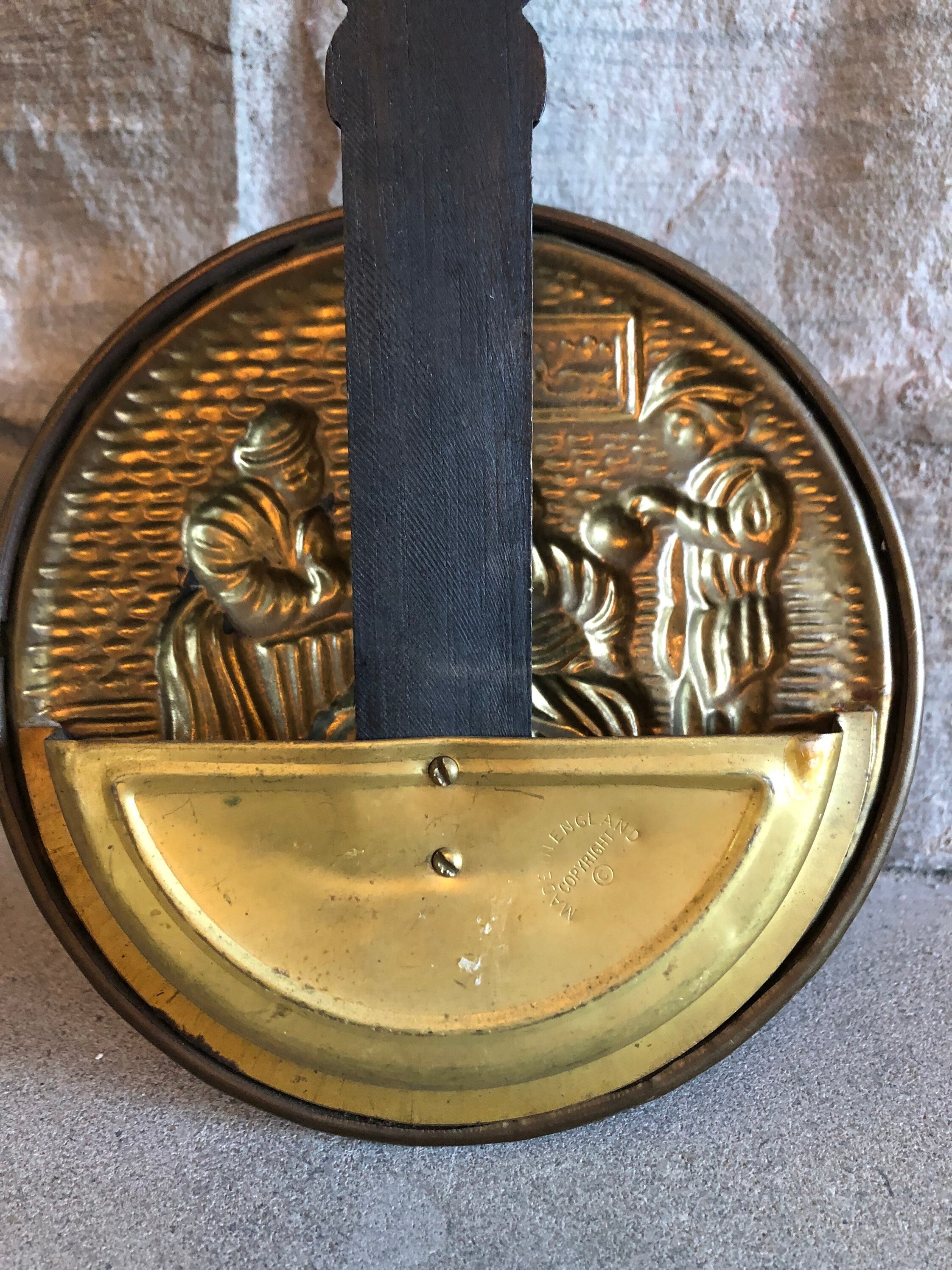 Vintage Brass Wall Pocket Brass Match Holder With Pub Scene Etsy