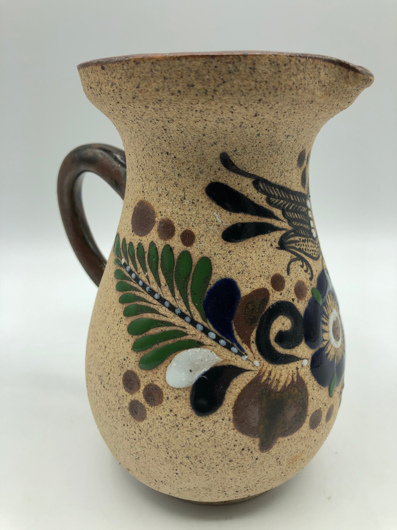Mexican Pottery Pitcher Spanish Stoneware Flower Vase Hand Etsy