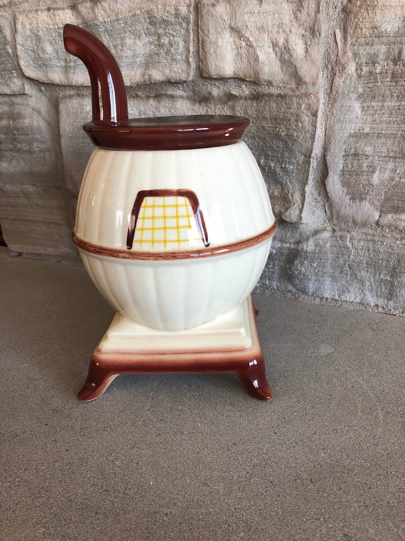 Vintage Pot Belly Stove Cookie Jar Americana Farmhouse Decor Etsy