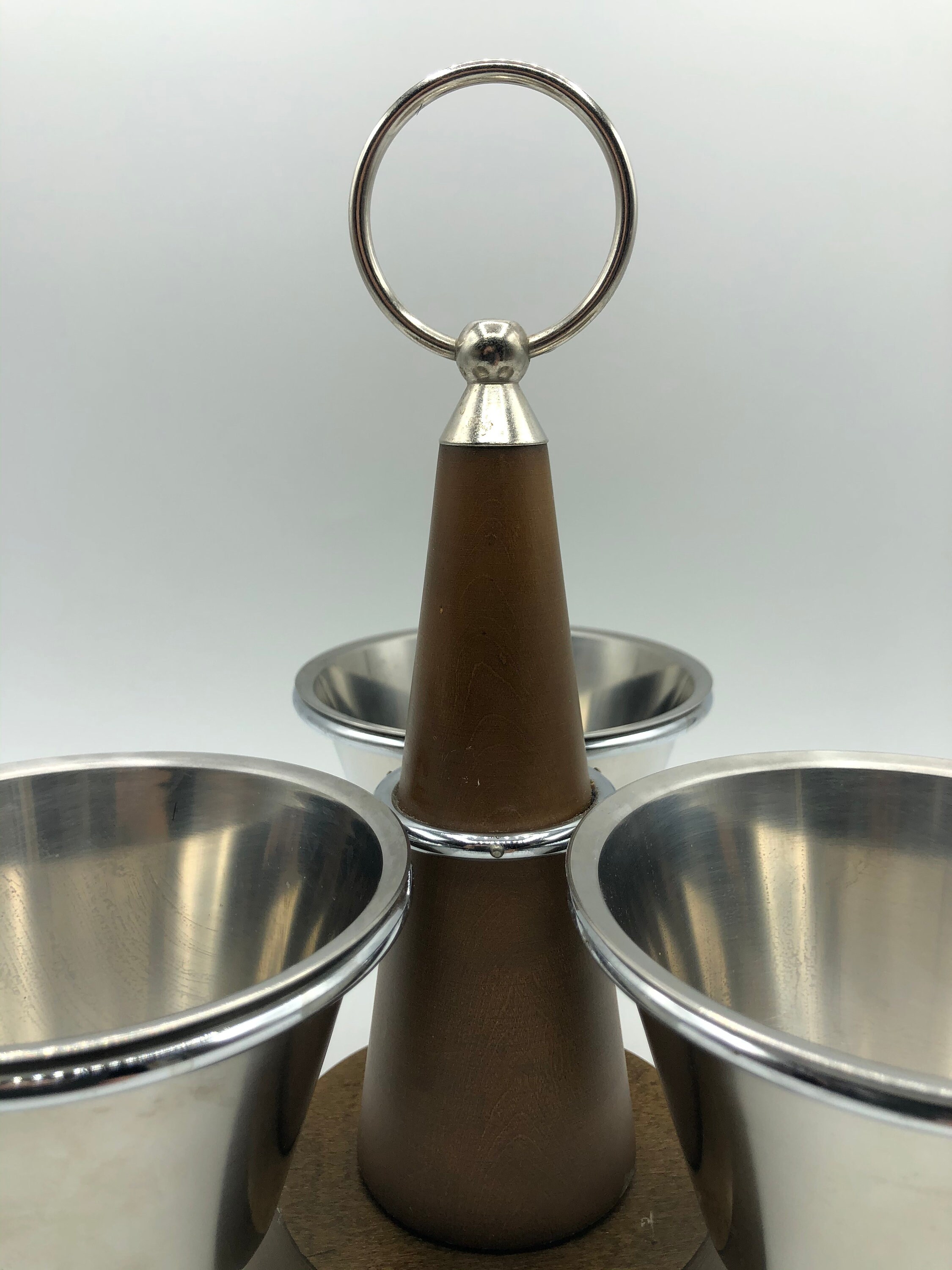 Vintage Teak and Stainless Condiment Caddy Lazy Susan Tidbit Etsy