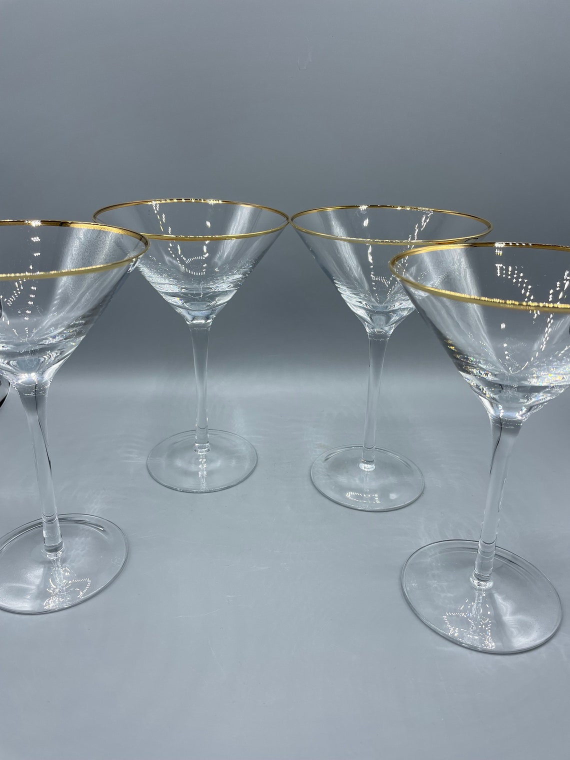 Gold Rimmed Martini Glasses Gold Rimmed Glassware Set of 4 Etsy
