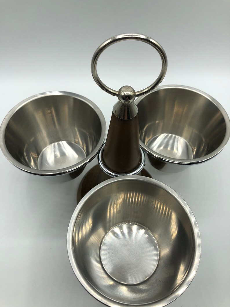 Vintage Teak and Stainless Condiment Caddy Lazy Susan Tidbit Etsy