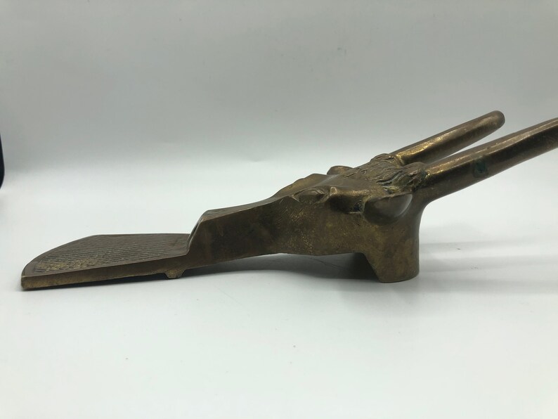 Solid Brass Steer Head Boot Jack Longhorns Texas Cow Horns Vintage Mid Century Western Home Decor 1960s Mid Century Modern Boho Sculpture