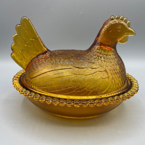 Glass Chickens on Nest Etsy