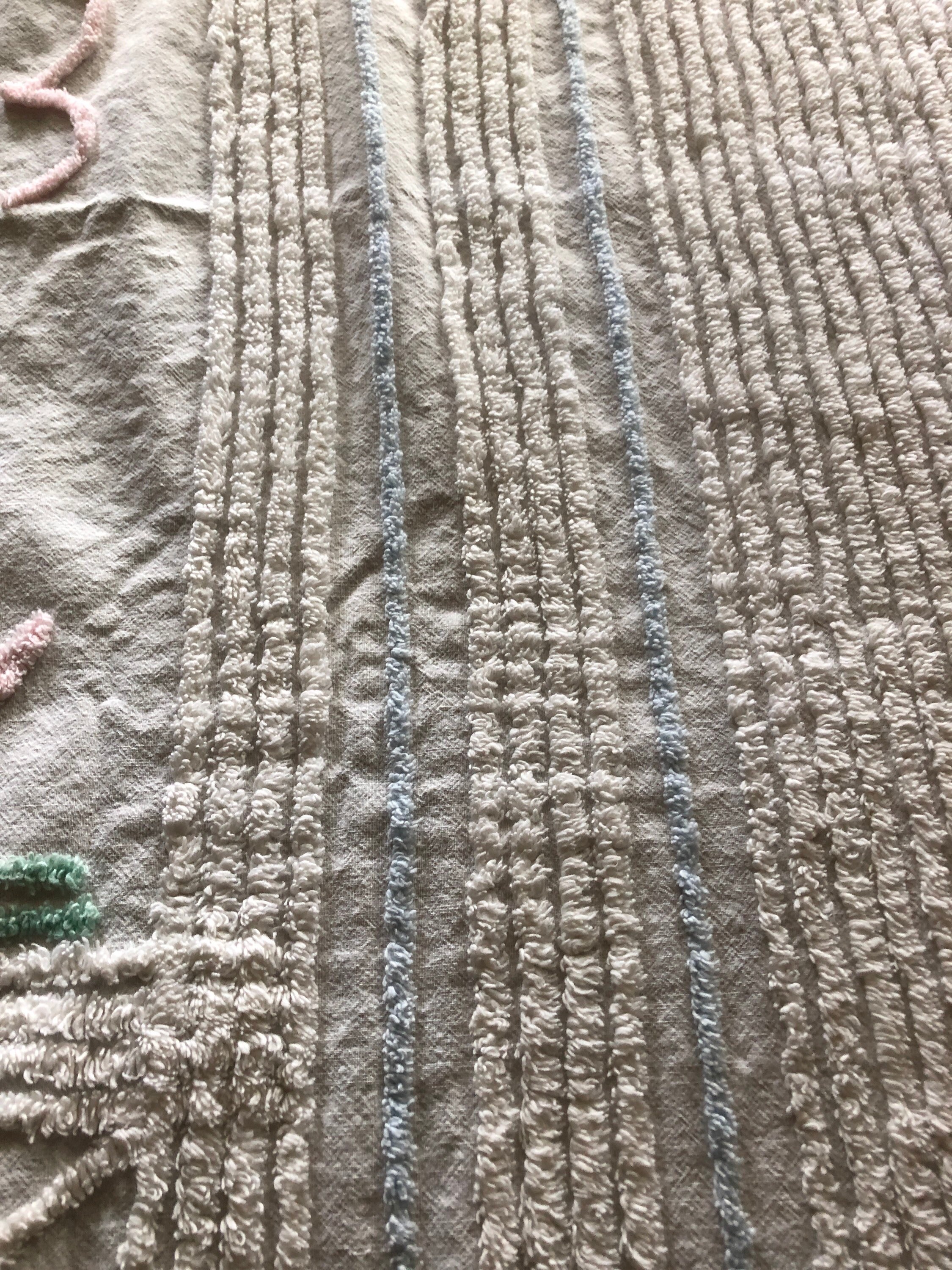 Vintage Chenille Baby Blanket Pink Kitty Baby Blanket Nursery Etsy