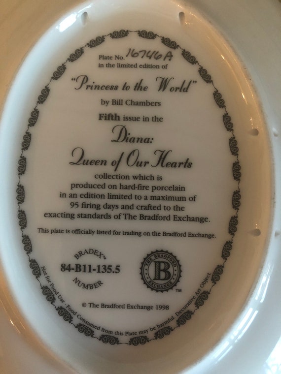 Princess to the World by Bill Chambers Princess Diana Collector Plate Queen of our Heart The Bradford Exchange