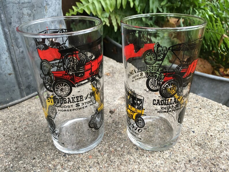 Vintage American Automobile Themed Glasses Antique Auto Ford | Etsy