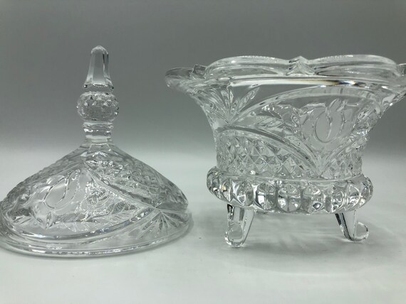 Glass Candy Dish With Lid Decorative Candy Bowl Crystal Covered Candy Jar  For Ho