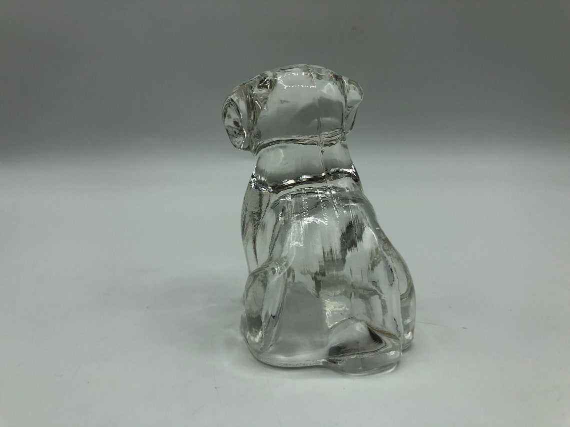 Vintage Pressed Glass Dog Statue Clear Glass Animals Etsy
