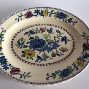 Mason&#39;s Regency Plantation Colonial Ironstone English 12&quot; Oval Platter Made in England Circa 1930 Oval Floral Serving Tray