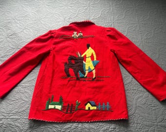 Vintage 1940s Mexican Matador Jacket, Hand-Embroidered Wool
