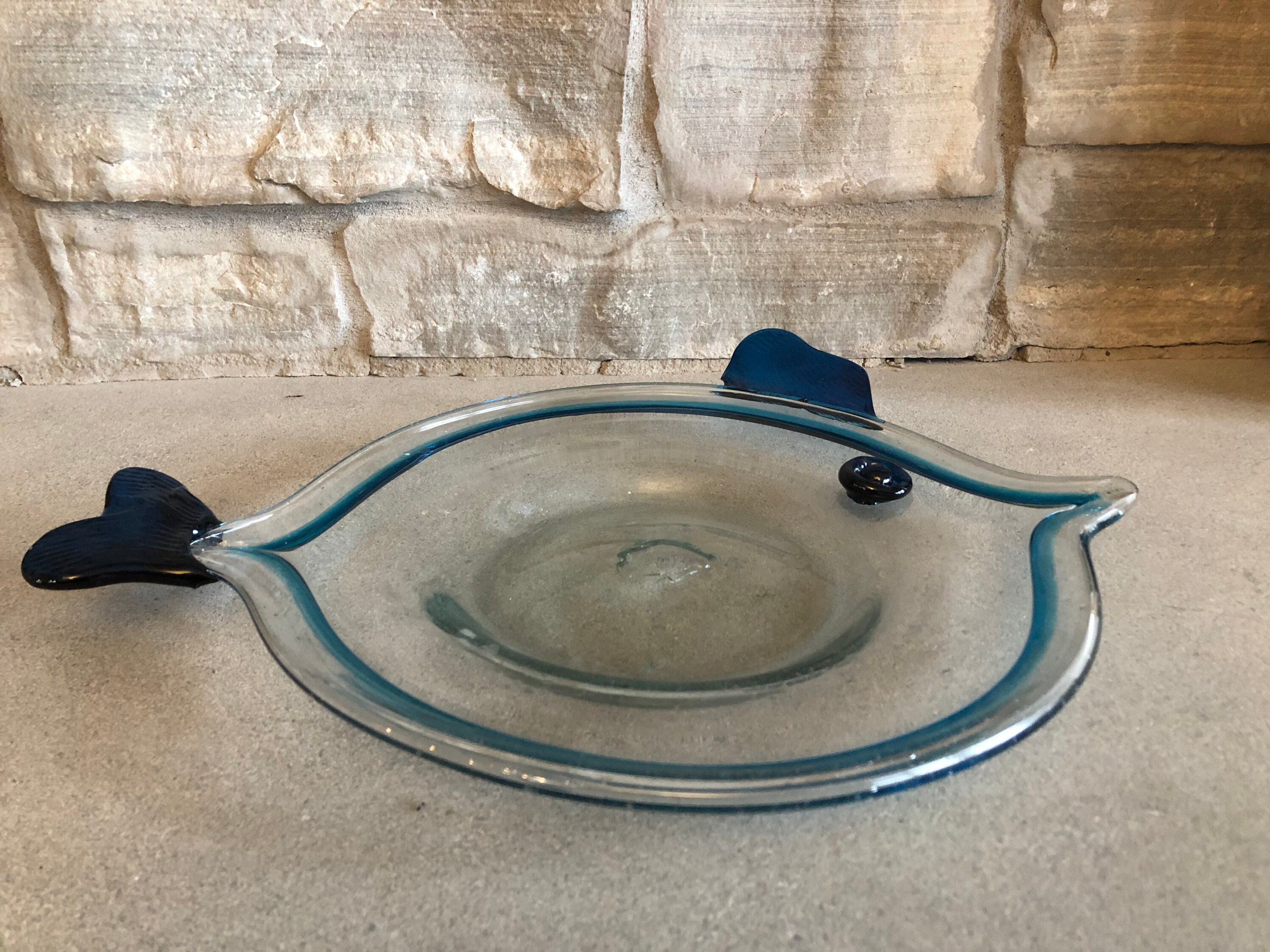 Vintage Art Glass Fish Serving Tray Art Glass Ocean Nautical Etsy