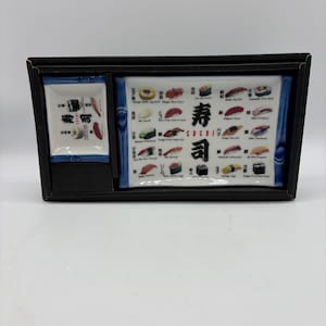 Vintage Black Sushi Serving Plates Asian Ceramic Pottery Dinner Platters Red White Japan Japanese Characters Sushi Party Oriental Serveware