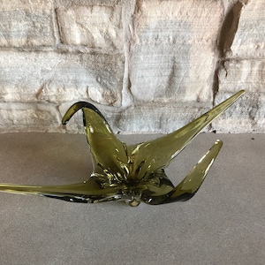 Vintage Chalet Art Glass Canada Signed Art Glass 1960s Free Form Mid Century Signed Chalet Art Glass Centerpiece  Chalet Art Sculpture