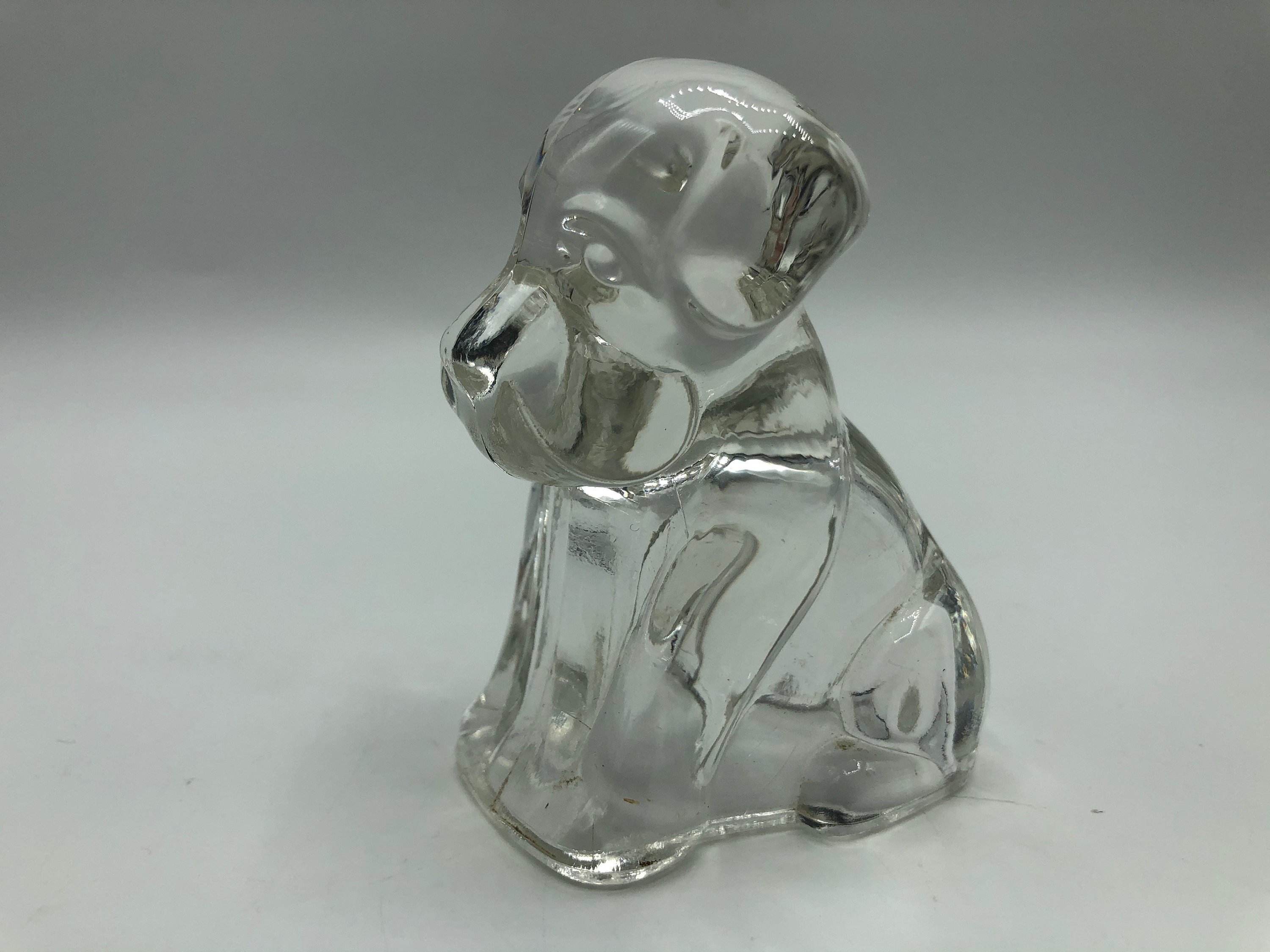 Vintage Pressed Glass Dog Statue Clear Glass Animals Etsy