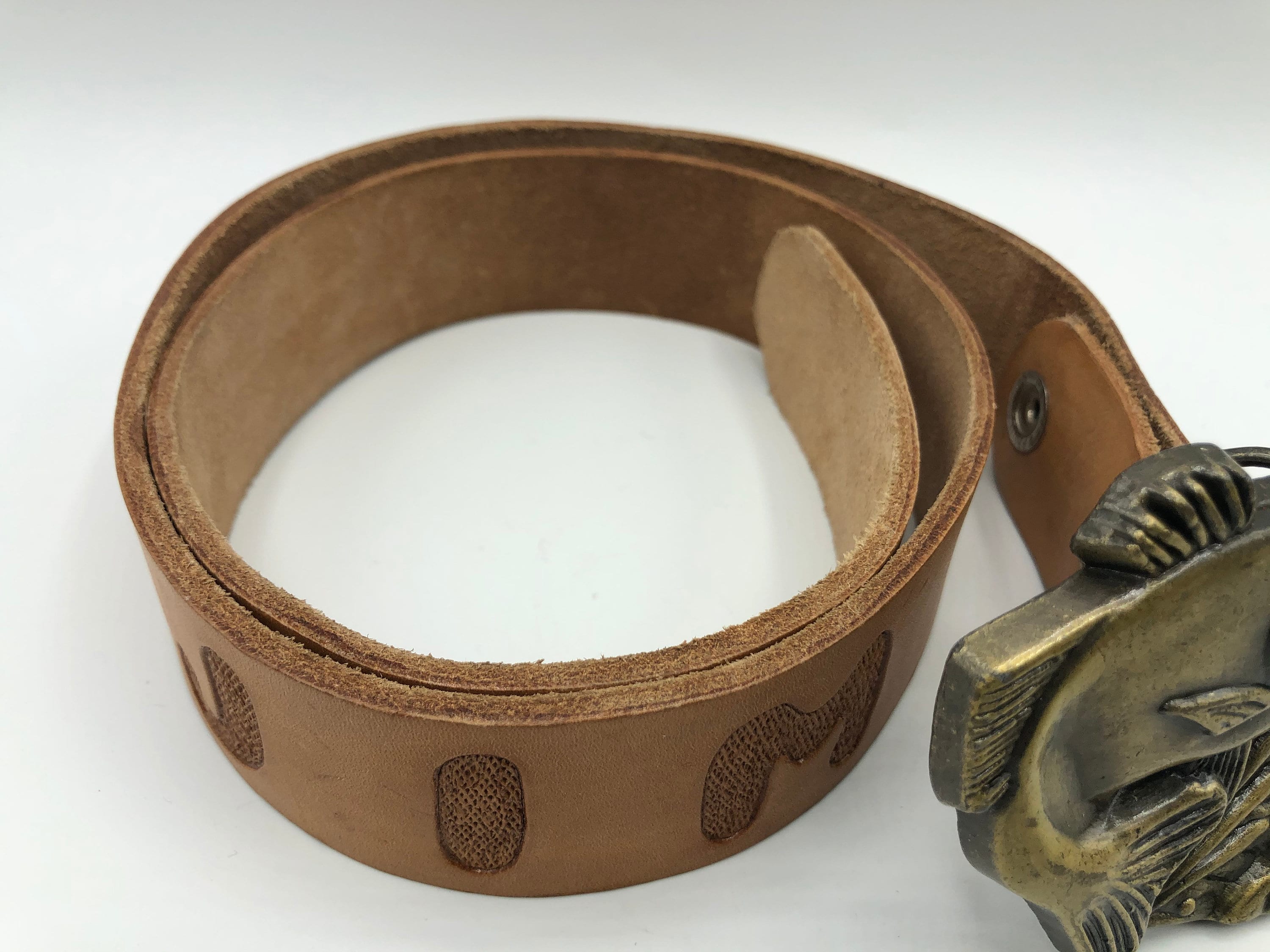 Bronze Fish Belt Buckle Hand Tooled Leather Jim Belt Heavy | Etsy
