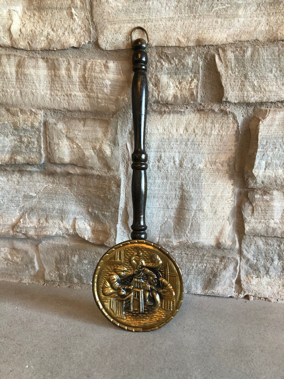 Vintage Brass Wall Pocket Brass Match Holder With Pub Scene Etsy