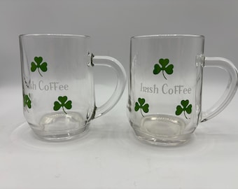 Shamrock Irish Coffee Mugs, St. Patrick's Day Barware (Set of 2)