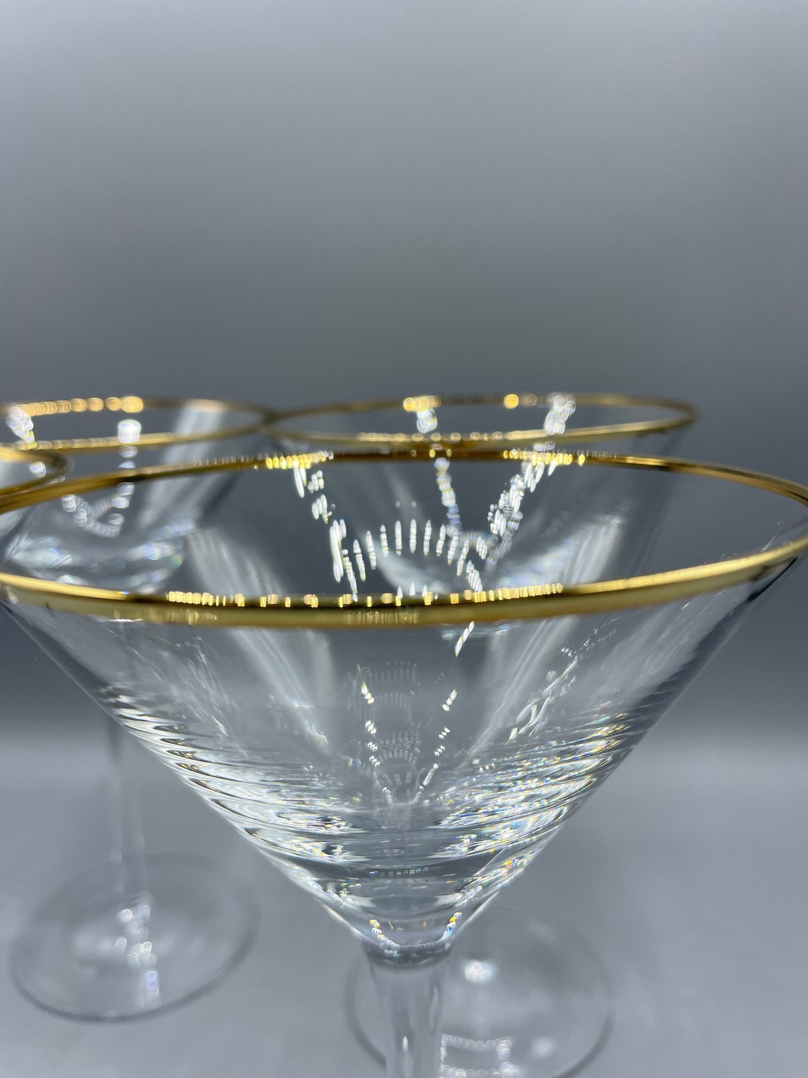 Gold Rimmed Martini Glasses Gold Rimmed Glassware Set of 4 Etsy