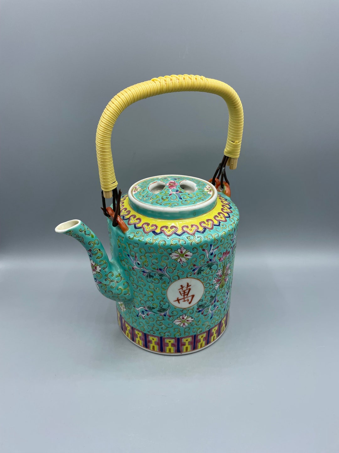 Green Asian Teapot Vintage Longevity Tea Pot Chinese Etsy