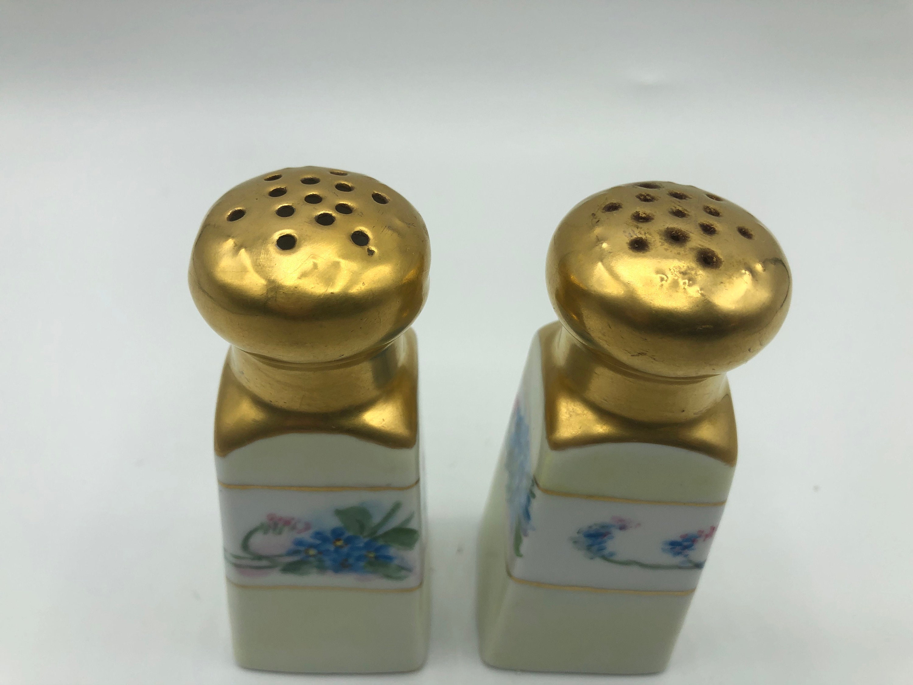 Vintage Salt and Pepper Shakers Made Bavaria Blue Flower Tea Etsy