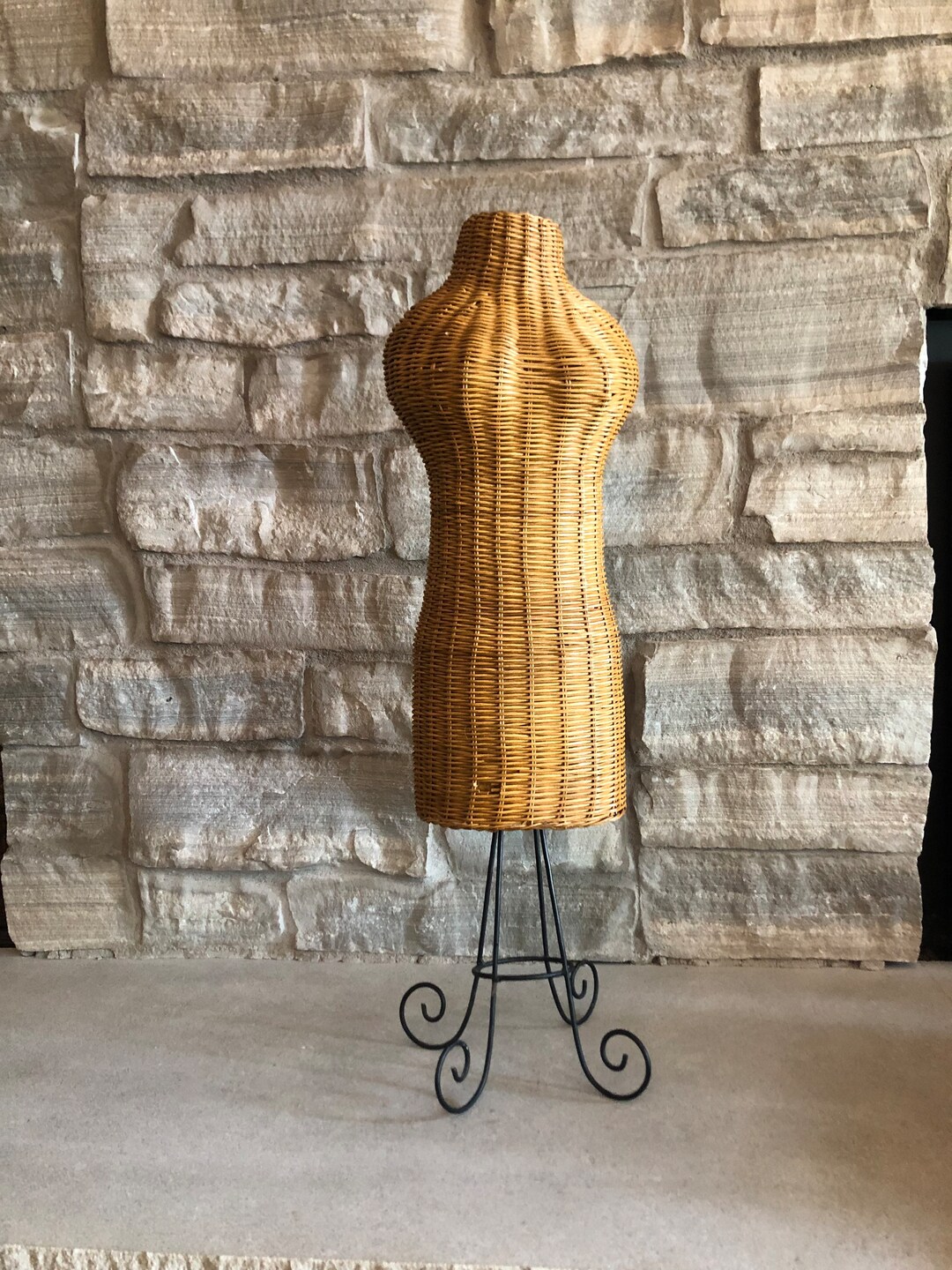 Vintage Wicker Small Dress Form Natural Boho Bohemian Home Etsy