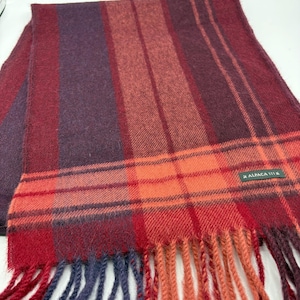 Red Purple Alpaca Wool Scarf Plum Peach Soft Warm Wool Winter Scarves Super Soft Long Luxurious Scarf with Fringe Alpaca 111 High Quality