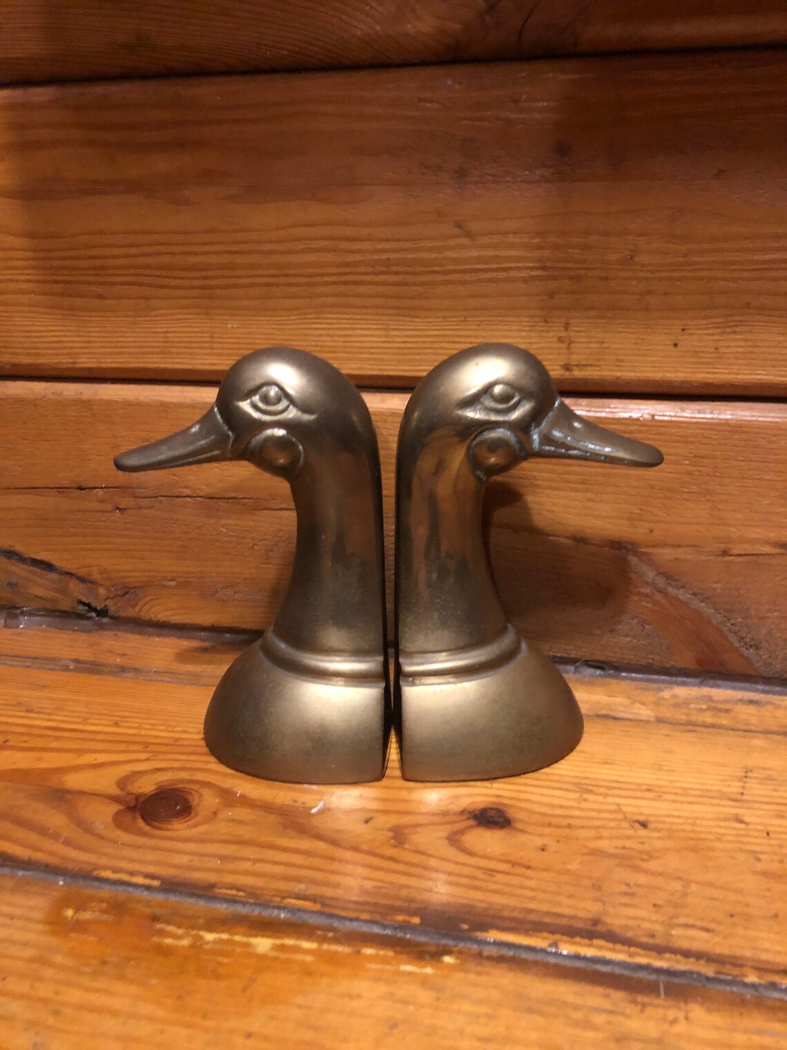 Vintage Brass Duck Bookends Vintage Heavy Gold Ducks Heads Etsy