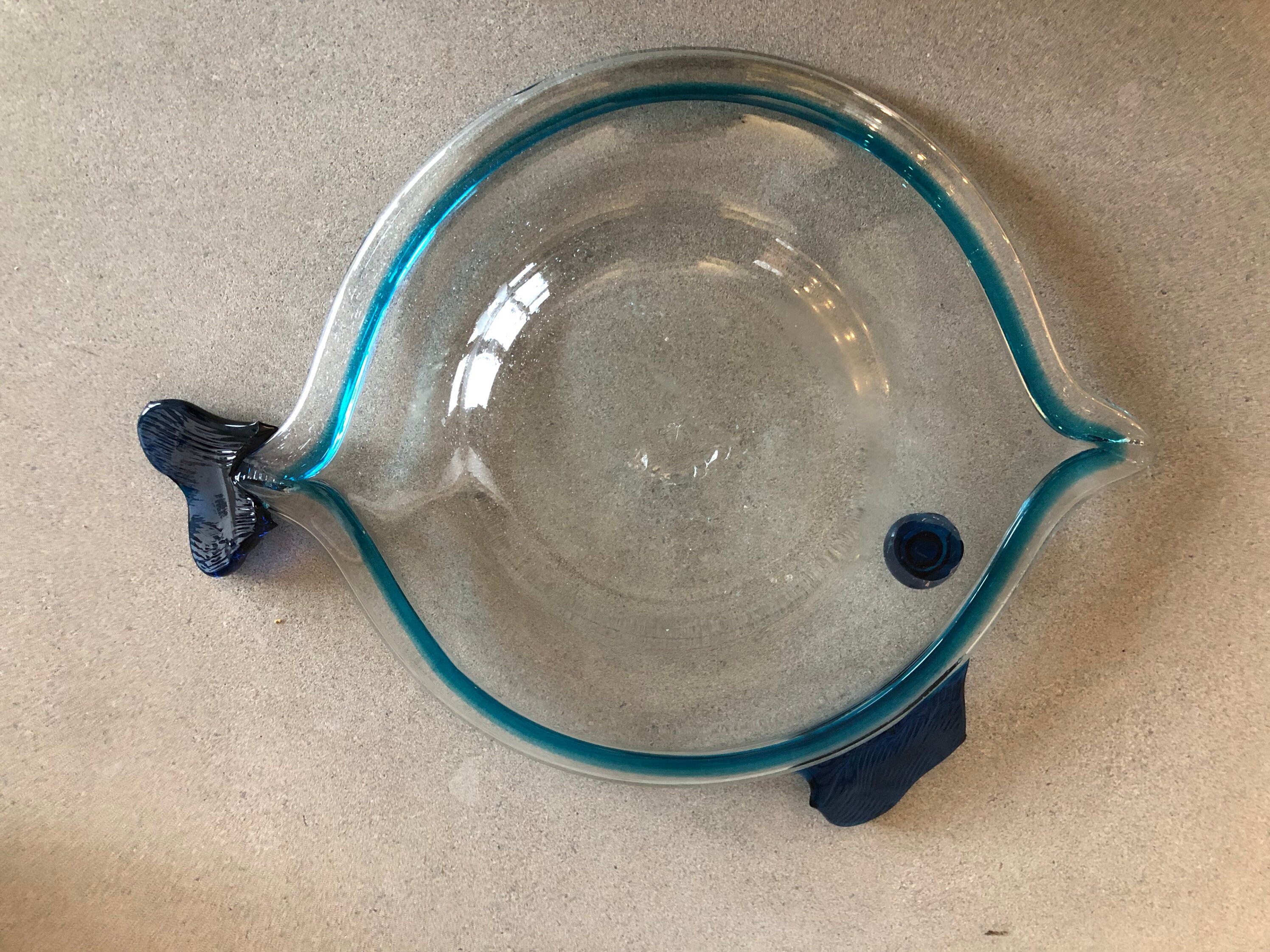 Vintage Art Glass Fish Serving Tray Art Glass Ocean Nautical Etsy