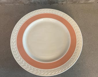 Lenox Fontaine Coral Dinner Plate 1920's China Coral Band Embossed Laurel Leaves
