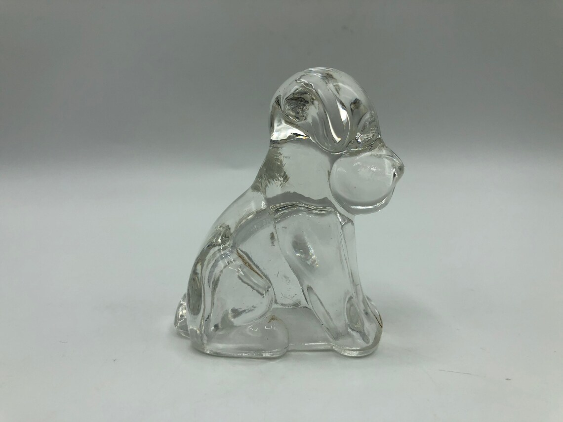 Vintage Pressed Glass Dog Statue Clear Glass Animals Etsy