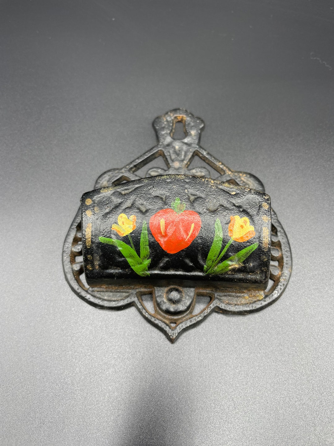 Vintage Cast Iron Match Stick Holder Wall Matchbox Storage Wilton