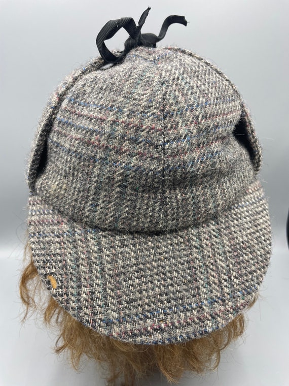 Vintage Sherlock Holmes Tweed Hat Double Brimmed … - image 4