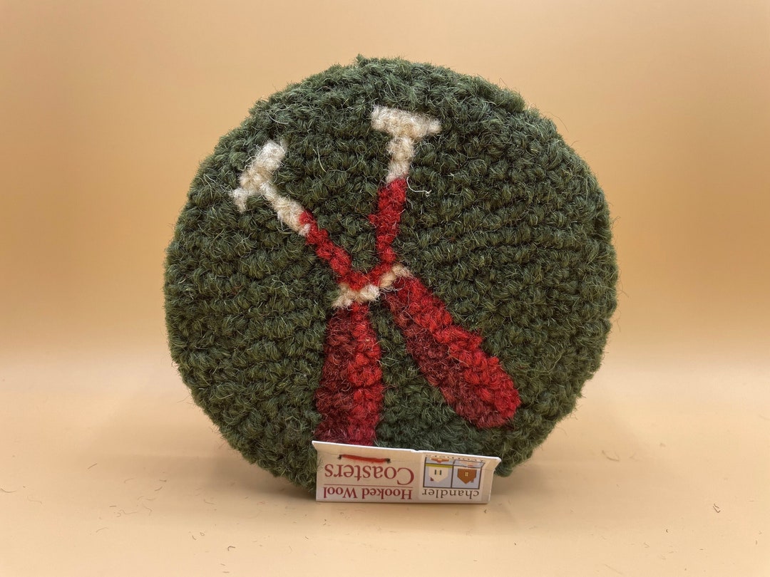 Canoe Paddles Hooked Wool Coasters 100 Natural Wool Set of 4 Drink