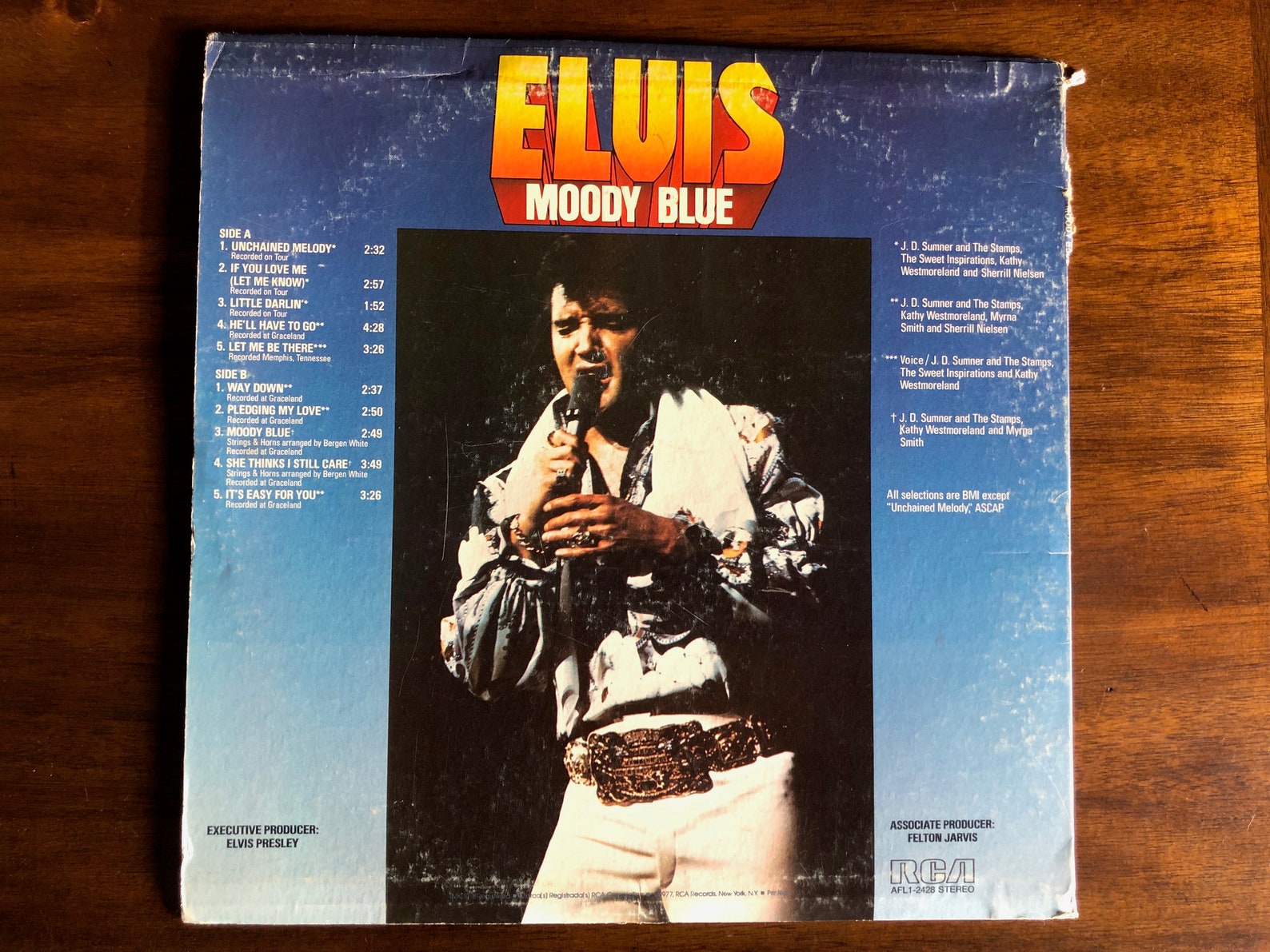 Elvis LP Album Moody Blue Vinyl Record 1977 RCA Records Blue Etsy