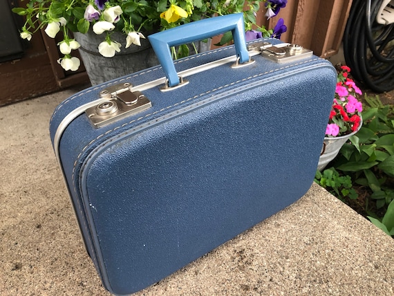 vintage blue suitcase